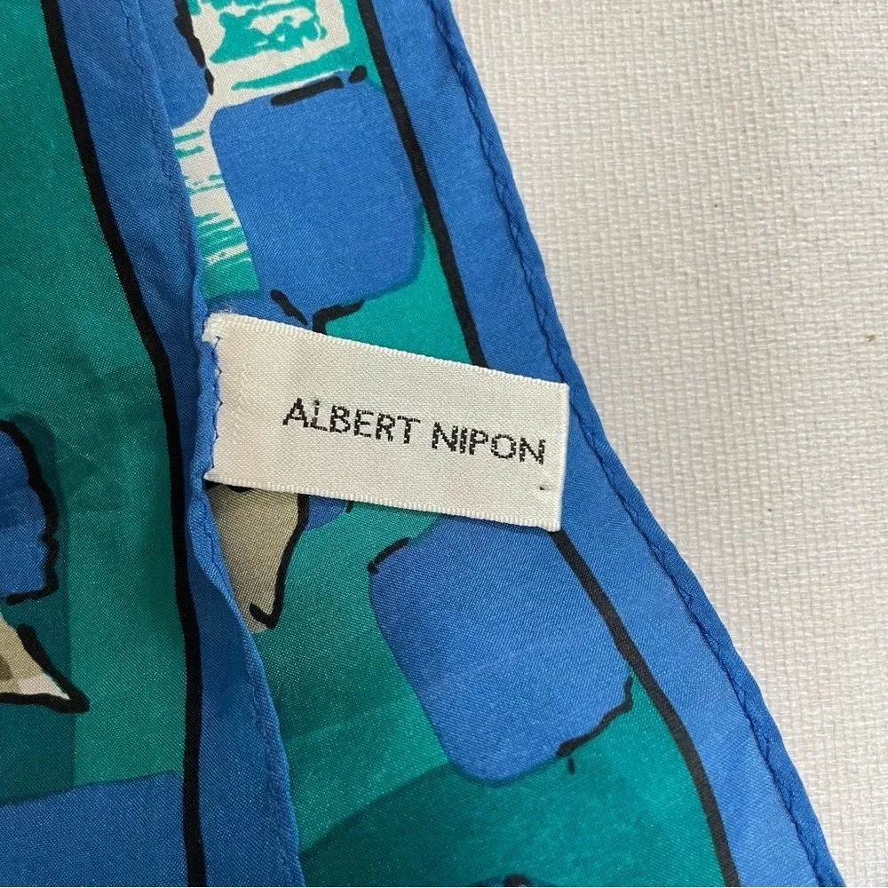 Vintage Albert Nipon 100% Silk Floral Print Scarf 34